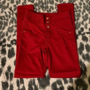 High-Waisted Red Pants